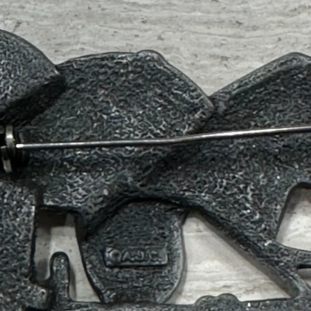 Vintage AJC  American Jewelry Company Pewter Equestrian Brooch Pin